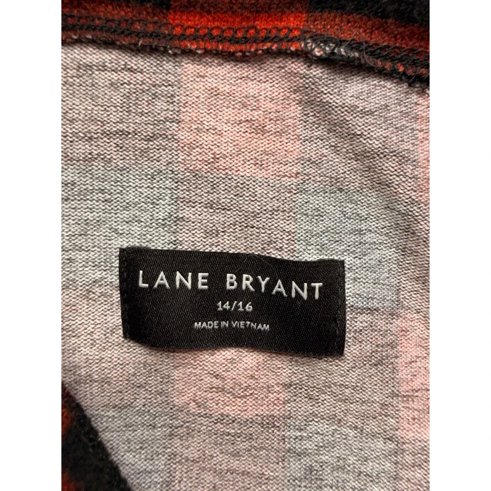Lane Bryant Buffalo Plaid Mock Neck Bell Sleeve Top Red Black 14/16 NWT